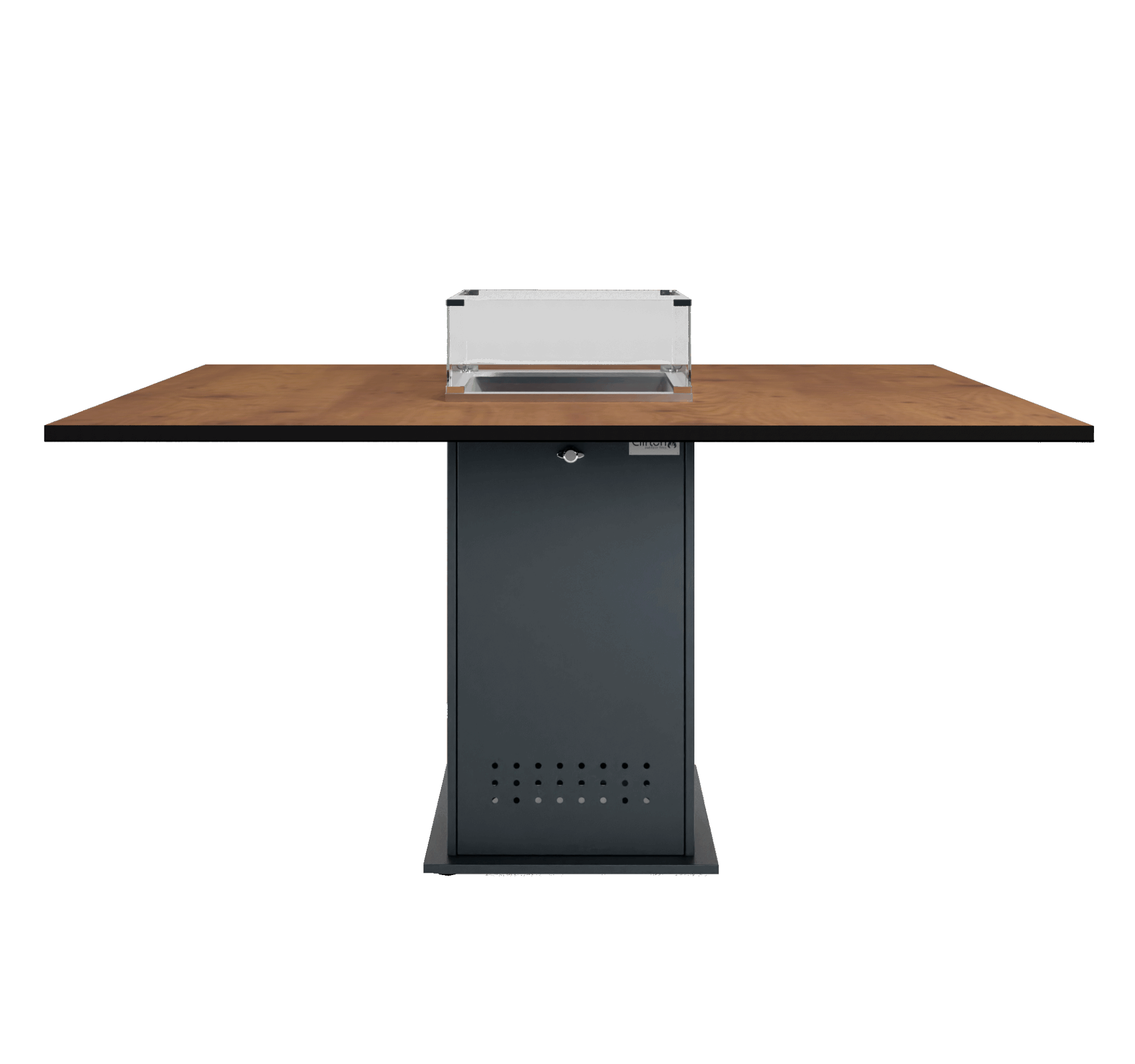 Clifton Gaskamin - Comfort Dining Table "Anthrazit" 75cm + Tischplatte XL "Wood" TK - V2.0