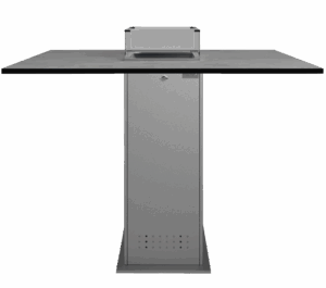 Clifton Gaskamin - Comfort Standing Table "Grau" 105cm + Tischplatte XL "Beton" TK - V2.0