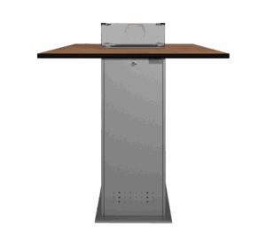 Clifton Gaskamin - Comfort Standing Table "Grau" 105cm + Tischplatte L "Wood" TK - V2.0